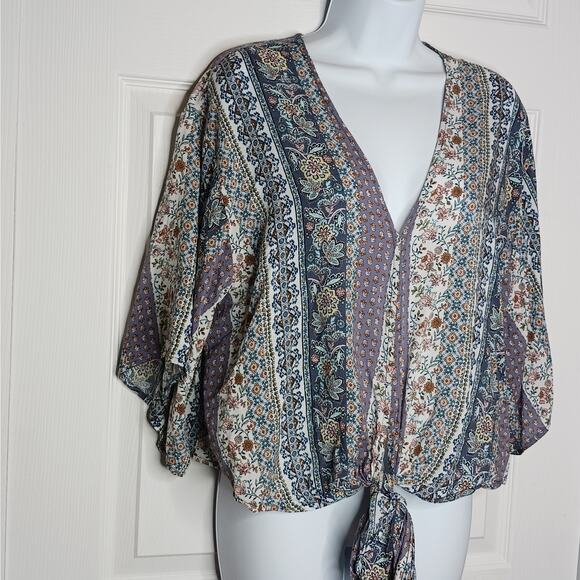 Just Polly Floral Boho Tie Top Sz Small NWOT - Picture 4 of 9